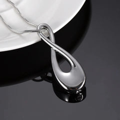 Silver Infinity Teardrop Shaped Cremation Urn Necklace