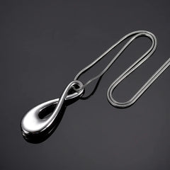 Silver Infinity Teardrop Shaped Cremation Urn Necklace