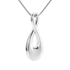 Silver Infinity Teardrop Shaped Cremation Urn Necklace