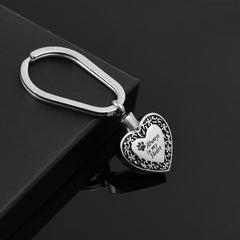 Heart Shaped Cremation Urn Keychain with Pet Paw & "Always in my Heart"