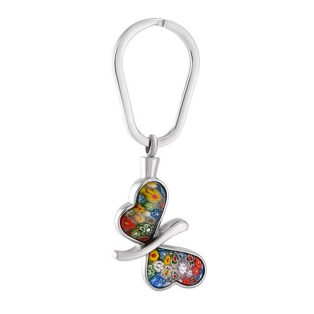 Murano Glass Butterfly Cremation Urn Keychain