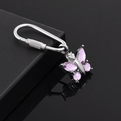 Pink Rhinestone Butterfly Cremation Urn Keychain