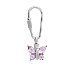 Pink Rhinestone Butterfly Cremation Urn Keychain