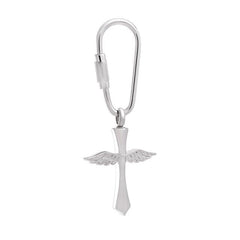 Silver Angel Wing Cross Cremation Urn Keychain