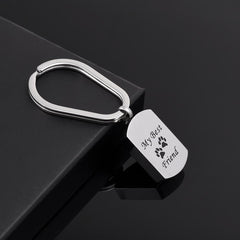 Silver Cremation Urn Keychain Dog Tag with Pet Paw