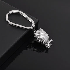 Silver Owl Cremation Urn Keychain With Rhinestones