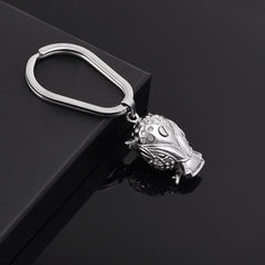 Silver Owl Cremation Urn Keychain With Rhinestones