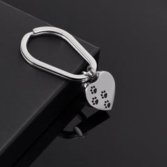 Simple Heart Shaped Cremation Urn Keychain With Pet Paws