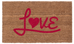 Love Heart Coco Red Vinyl Coir Doormat
