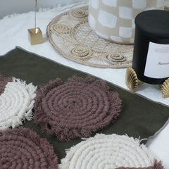 Tilley + Me Handmade Macrame Coasters | Set of 4 Boho Drink Mats