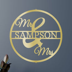 Mr and Mrs Circle Personalized Gifts - Custom Metal Sign