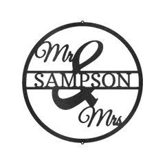 Mr and Mrs Circle Personalized Gifts - Custom Metal Sign