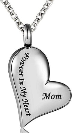 Heart Shaped Cremation Urn Necklace Engraved With "Forever In My Heart"