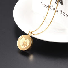 Paw Print In Heart Cremation Urn Necklace