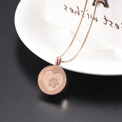 Paw Print In Heart Cremation Urn Necklace