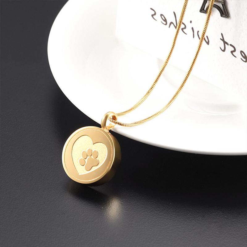 Paw Print In Heart Cremation Urn Necklace