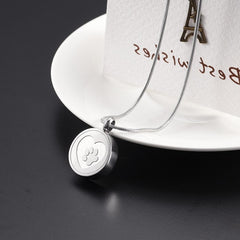 Paw Print In Heart Cremation Urn Necklace