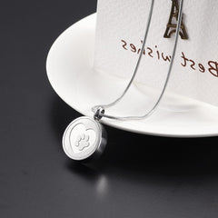 Paw Print In Heart Cremation Urn Necklace