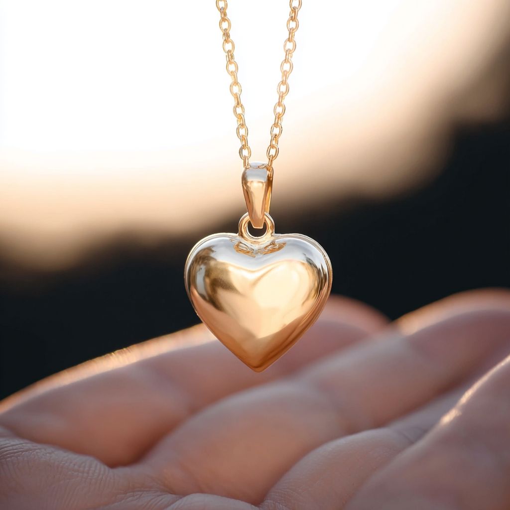 Gold/Silver Highly Polished Heart Cremation Urn Necklace