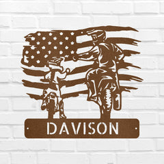 Personalized Motocross Metal Sign – Custom Father and Son Gift, Motocross Family Decor