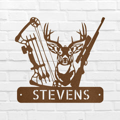 Deer Hunter Sign - Custom Metal Sign, Christmas Gift