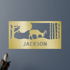 Grazing Deer Personalized Gifts - Custom Metal Sign