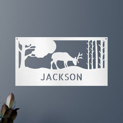 Grazing Deer Personalized Gifts - Custom Metal Sign