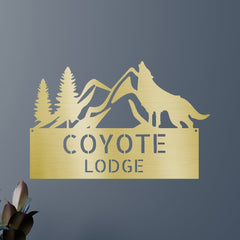 Home Sign - Custom Metal Sign, Grey Wolf Design