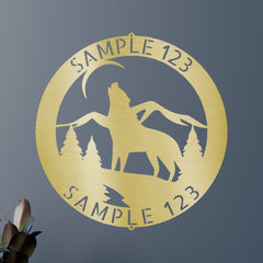 Howling Grey Wolf Personalized Gifts - Custom Metal Sign