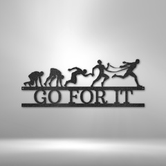Evolution of Running Personalized Gifts - Custom Metal Sign for Marathon Runner