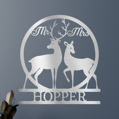 Mr and Mrs Deer Personalized Gifts - Custom Metal Sign