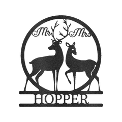 Mr and Mrs Deer Personalized Gifts - Custom Metal Sign