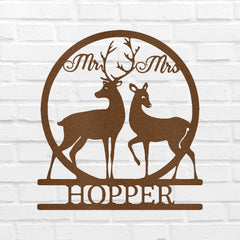 Mr and Mrs Deer Personalized Gifts - Custom Metal Sign