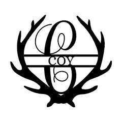 Name Sign - Custom Metal Sign, Antler Artwork, Deer Monogram, Christmas Gift