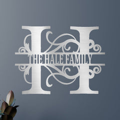 Name Sign - Custom Metal Sign, Family Split Letter Monogram, Wedding Gift