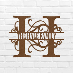Name Sign - Custom Metal Sign, Family Split Letter Monogram, Wedding Gift