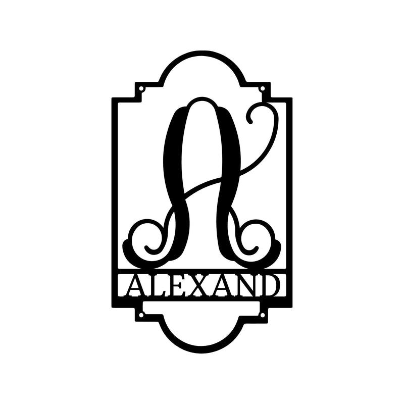 Regal Personalized Gifts - Custom Metal Sign, Split Letter, Last Name