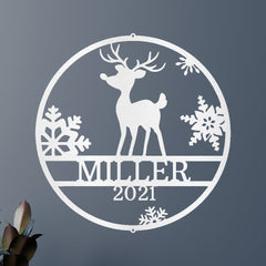 Rudolph's Deer Personalized Gifts - Custom Metal Sign, Christmas Gift