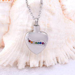 LGBTQ+ Rainbow Heart Cremation Urn Necklace