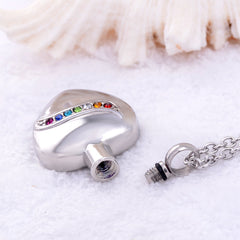 LGBTQ+ Rainbow Heart Cremation Urn Necklace