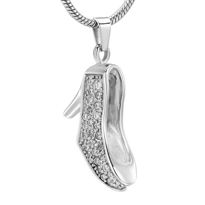 Rhinestone High-Heeled Shoe Cremation Necklace