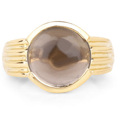 14K Yellow Gold Plated 4.89 Carat Genuine Smoky Quartz .925 Sterling Silver Ring