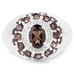 1.90 Carat Genuine Smoky Quartz .925 Sterling Silver Ring