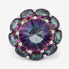 11.45 Carat Genuine Rainbow Quartz .925 Sterling Silver Ring