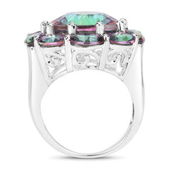 11.45 Carat Genuine Rainbow Quartz .925 Sterling Silver Ring