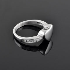 Silver Cremation Urn Ring With Gemstones