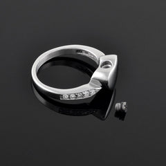 Silver Cremation Urn Ring With Gemstones