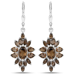 16.36 Carat Genuine Smoky Quartz .925 Sterling Silver 3 Piece Jewelry Set (Ring, Earrings, and Pendant w/ Chain)