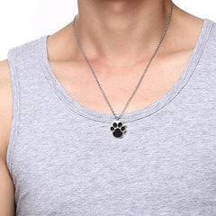 Silver Pet Paw Print Cremation Necklace