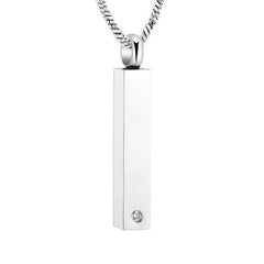 Gold Column With Rhinestone Cremation Urn Necklace